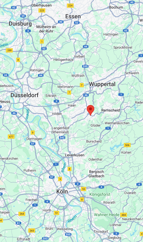 Aktuelles Einzugsgebiet der Schimmelsachverständigen aus Solingen +50 km Umkreis